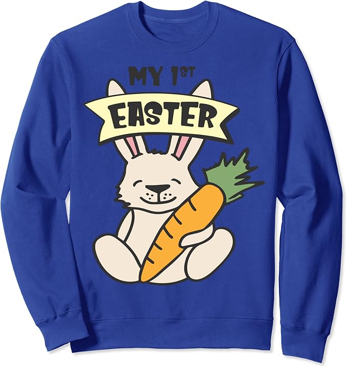 Cute Easter Graphic Decor 1st Easter Sweatshirt Amazon.co.uk Clothing